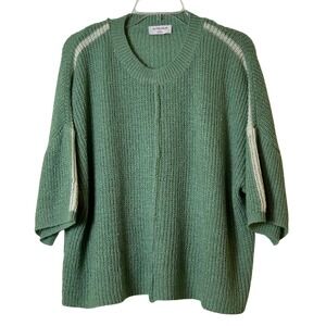 Butter-Melon Green Knit Top M – Ribbed Short Sleeve, 28" Chest, 21" Length‎